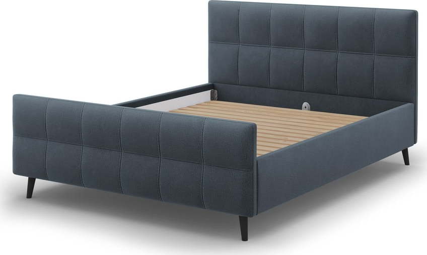 Modrošedá čalouněná dvoulůžková postel s roštem 160x200 cm Gigi - Micadoni Home Micadoni Home