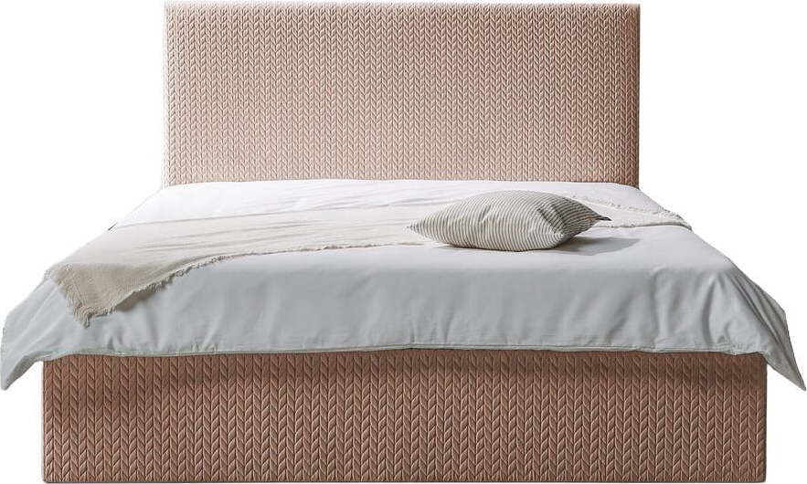 Růžová čalouněná dvoulůžková postel s úložným prostorem s roštem 160x200 cm Adele - Bobochic Paris Bobochic Paris