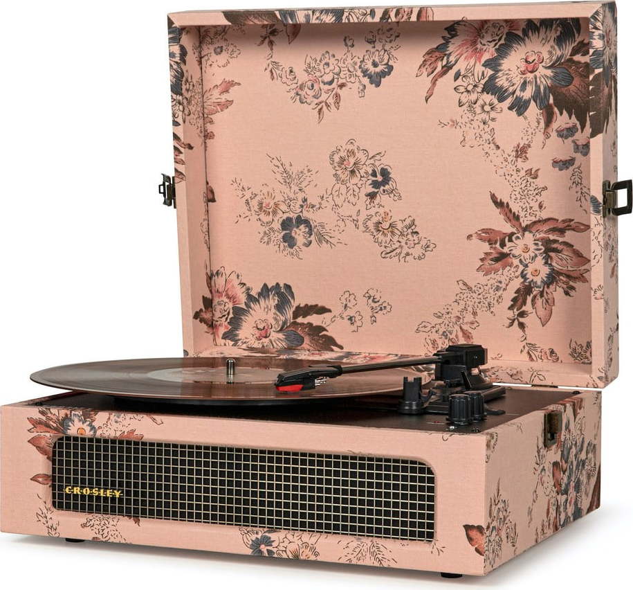 Růžový gramofon Crosley Voyager Floral Crosley