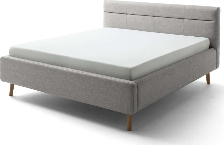 Šedá čalouněná dvoulůžková postel s úložným prostorem s roštem 160x200 cm Lotte - Meise Möbel Meise Möbel