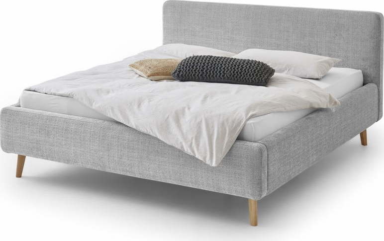 Šedá čalouněná dvoulůžková postel s úložným prostorem s roštem 160x200 cm Mattis - Meise Möbel Meise Möbel