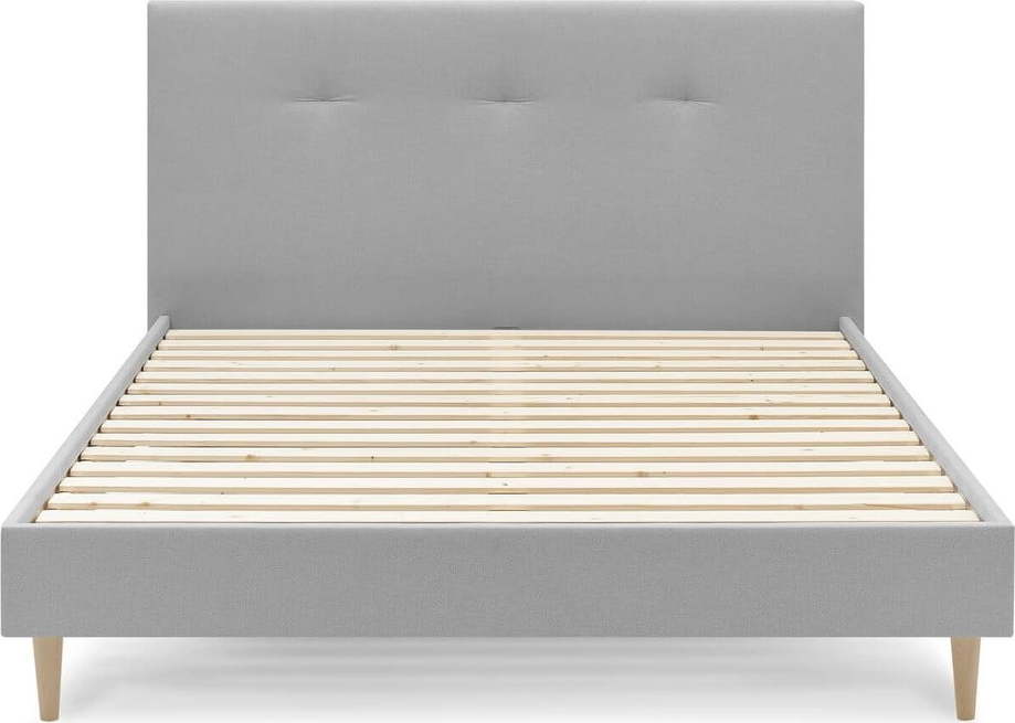 Světle šedá čalouněná dvoulůžková postel s roštem 160x200 cm Tory - Bobochic Paris Bobochic Paris