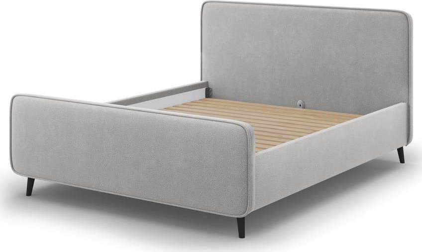 Světle šedá čalouněná dvoulůžková postel s roštem 180x200 cm Kaia - Micadoni Home Micadoni Home