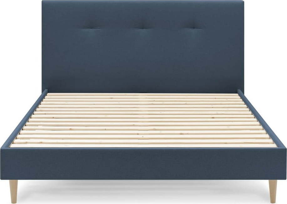 Tmavě modrá čalouněná dvoulůžková postel s roštem 160x200 cm Tory - Bobochic Paris Bobochic Paris