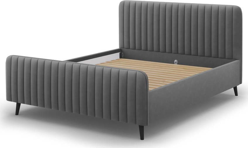 Tmavě šedá čalouněná dvoulůžková postel s roštem 180x200 cm Lily - Micadoni Home Micadoni Home