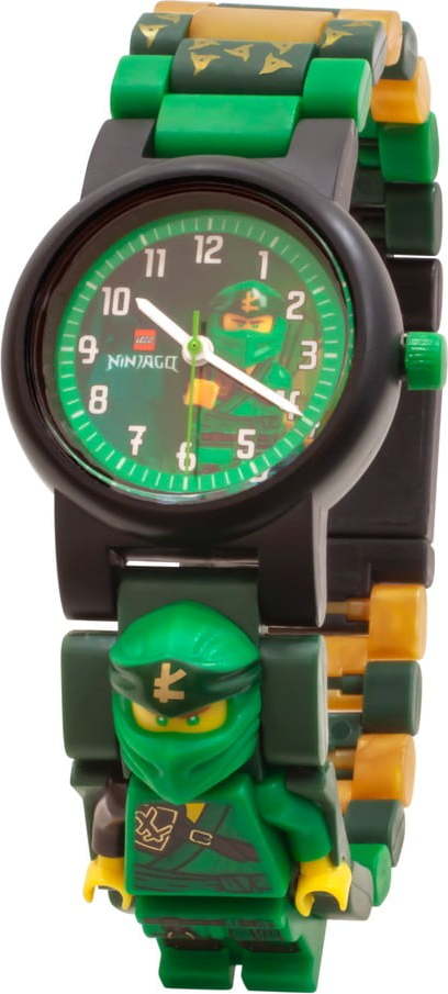 Zelené náramkové hodinky se skládacím řemínkem a minifigurkou LEGO® NINJAGO Lloyd LEGO