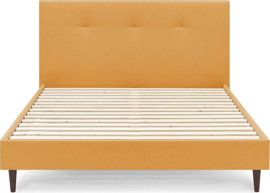 Žlutá čalouněná dvoulůžková postel s roštem 160x200 cm Tory - Bobochic Paris Bobochic Paris