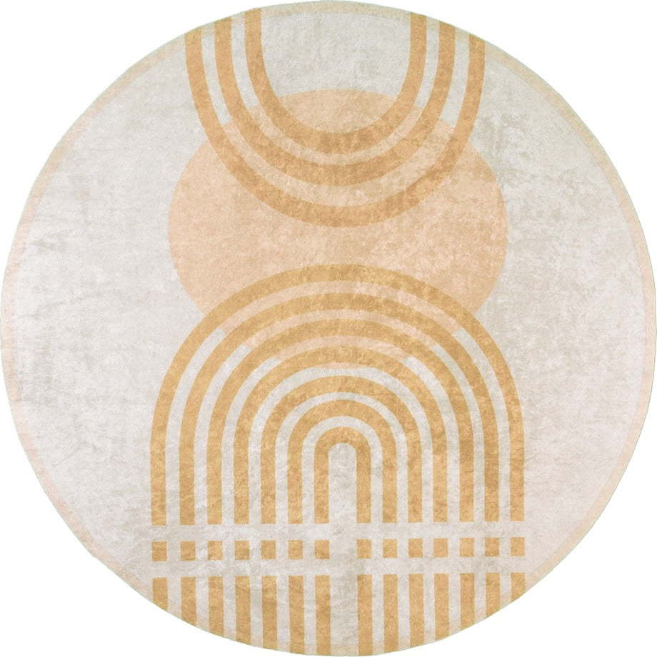 Žlutý/šedý kulatý koberec ø 160 cm - Vitaus Vitaus