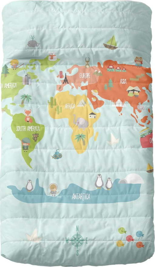 Bavlněný dětský přehoz 130x100 cm World map – Mr. Fox Mr. Fox