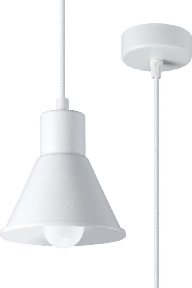 Bílé závěsné svítidlo s kovovým stínidlem 14x14 cm Martina - Nice Lamps Nice Lamps