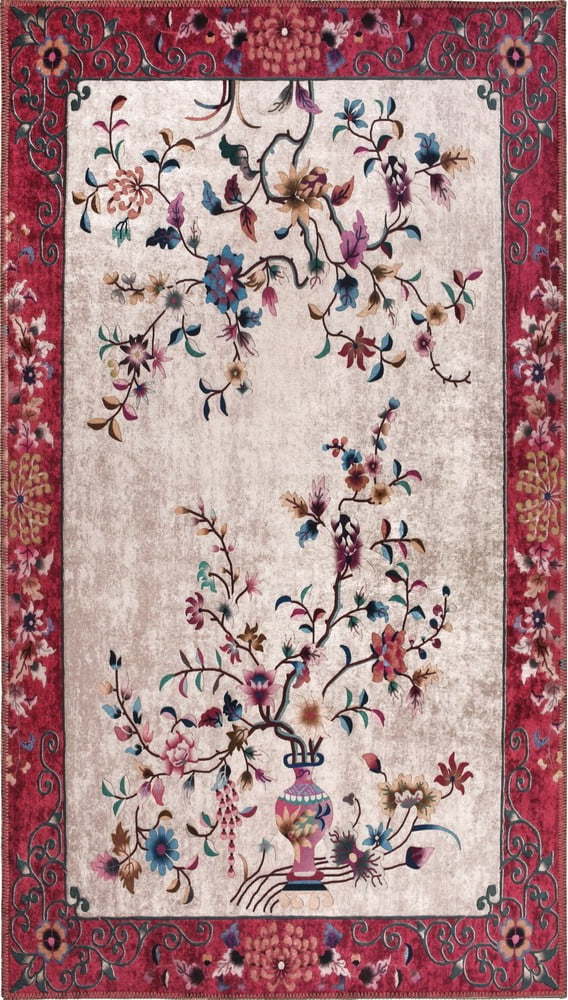 Červeno-krémový pratelný koberec běhoun 200x80 cm - Vitaus Vitaus