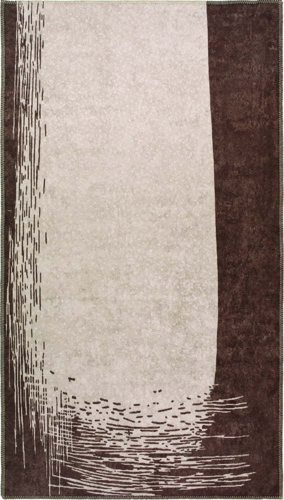 Tmavě hnědo-krémový pratelný koberec 80x50 cm - Vitaus Vitaus