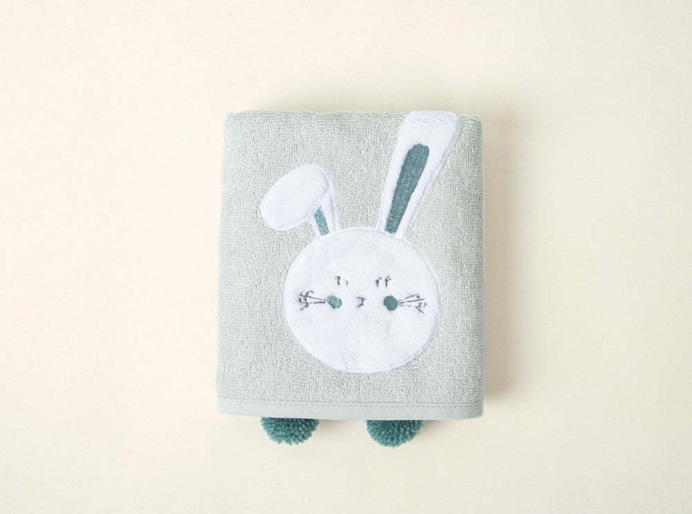 Zelená bavlněná dětská osuška 75x50 cm Bunny - Foutastic Foutastic