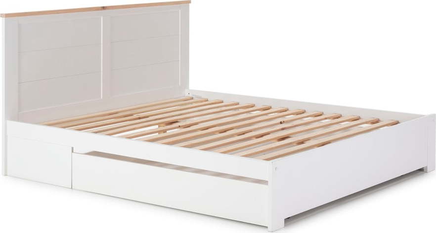 Bílá dvoulůžková postel s roštem a úložným prostorem Marckeric Gabi