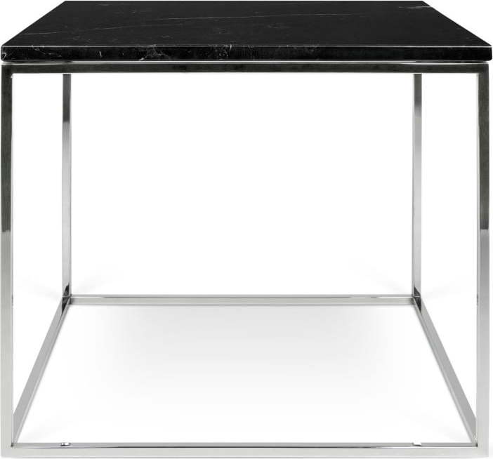 Černý mramorový konferenční stolek s chromovými nohami TemaHome Gleam