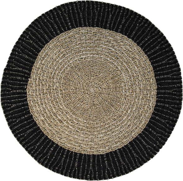 Černý/v přírodní barvě kulatý koberec z mořské trávy ø 150 cm Malibu - HSM collection HSM collection