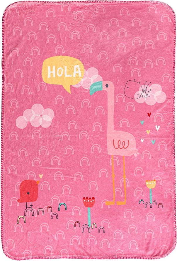 Růžová dětská deka z mikrovlákna 140x110 cm Hola – Moshi Moshi Moshi Moshi