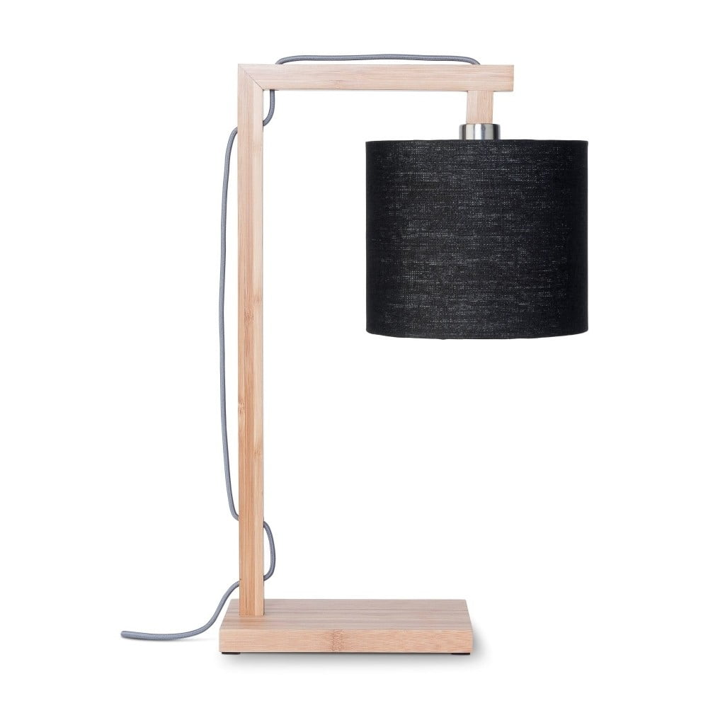 Stolní lampa s černým stínidlem a konstrukcí z bambusu Good&Mojo Himalaya Good&Mojo