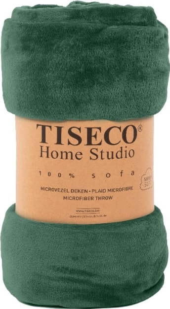 Tmavě zelený přehoz z mikroplyše na dvoulůžko 220x240 cm Cosy - Tiseco Home Studio Tiseco Home Studio