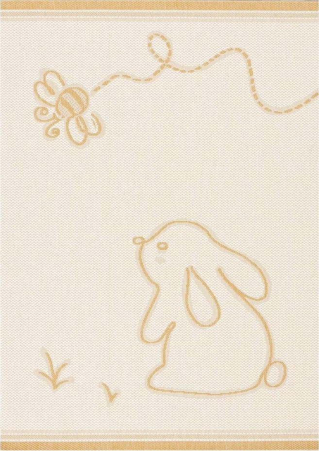Žluto-béžový antialergenní dětský koberec 170x120 cm Rabbit and Bee - Yellow Tipi Yellow Tipi