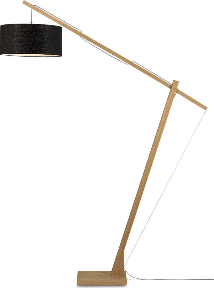 Stojací lampa s černým stínidlem a konstrukcí z bambusu Good&Mojo Montblanc Good&Mojo