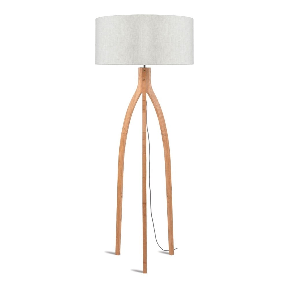 Stojací lampa se světle béžovým stínidlem a konstrukcí z bambusu Good&Mojo Annapurna Good&Mojo