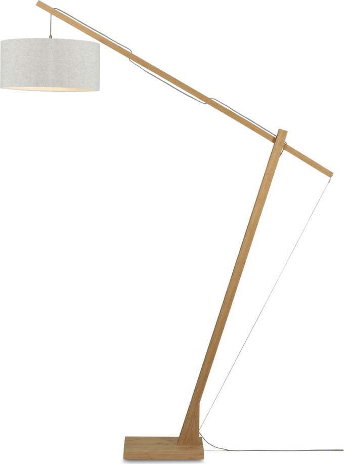 Stojací lampa se světle béžovým stínidlem a konstrukcí z bambusu Good&Mojo Montblanc Good&Mojo