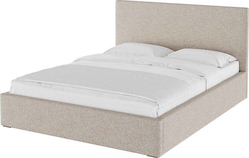 Béžová čalouněná dvoulůžková postel s úložným prostorem s roštem 160x200 cm Bufo Bed – MESONICA MESONICA