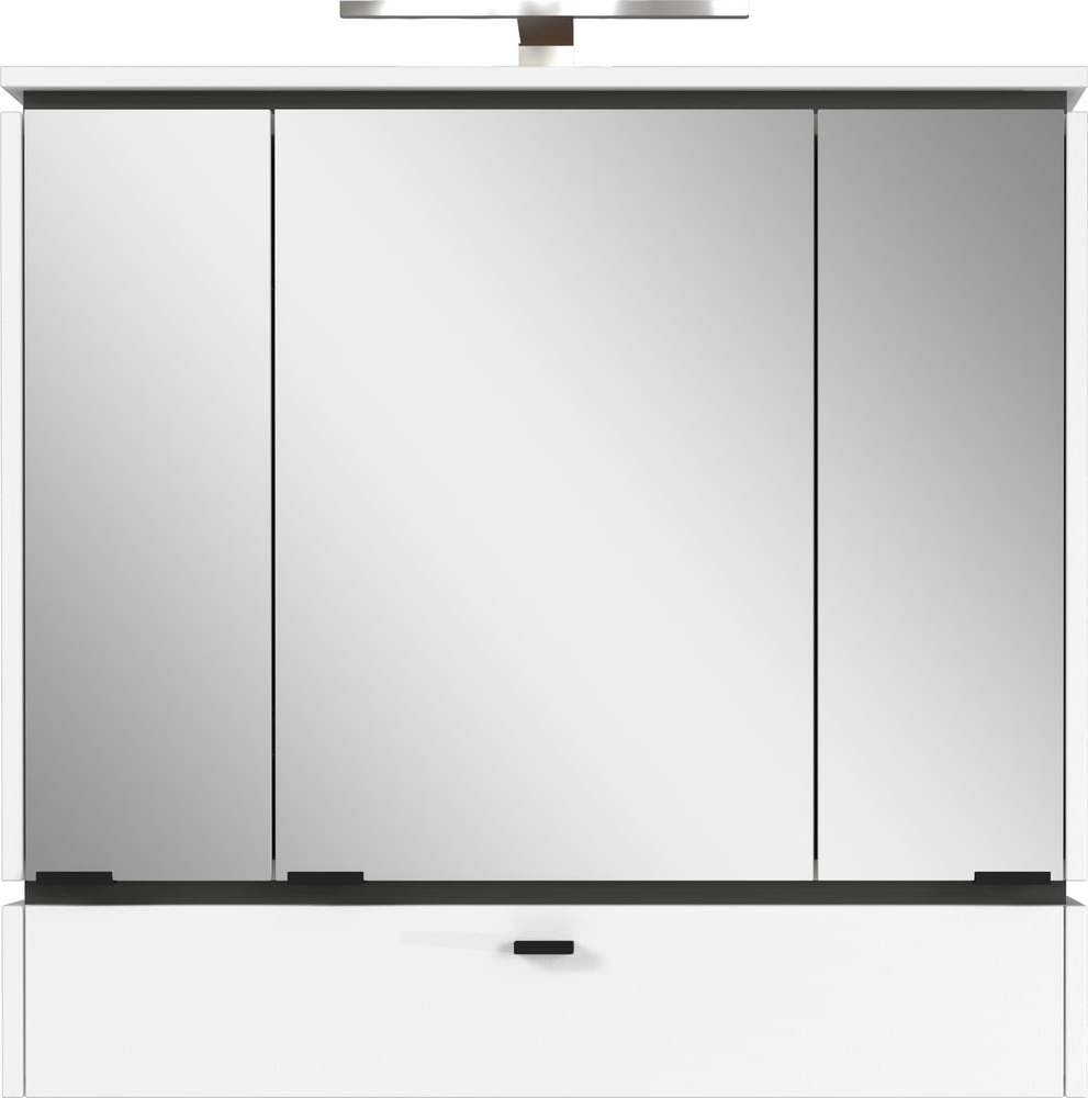 Bílá koupelnová skříňka se zrcadlem a osvětlením 79x80 cm Modesto – Germania Germania
