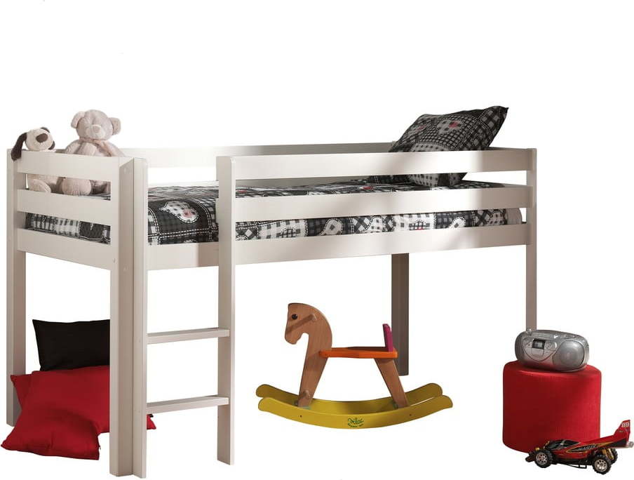 Bílá vyvýšená dětská postel z borovicového dřeva 90x200 cm PINO – Vipack Vipack
