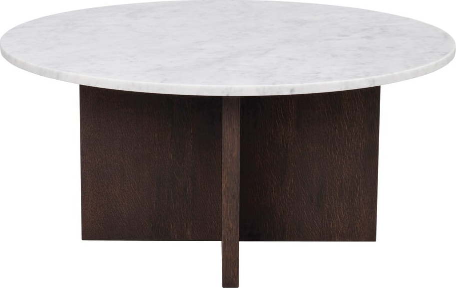 Bílo-hnědý mramorový kulatý konferenční stolek 90x90 cm Brooksville - Rowico Rowico