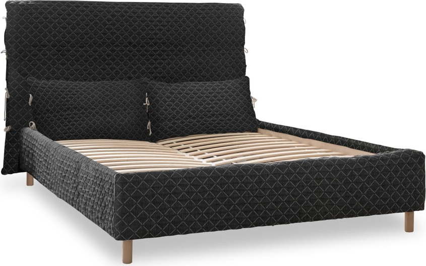 Černá čalouněná dvoulůžková postel s úložným prostorem s roštem 180x200 cm Sleepy Luna – Miuform Miuform