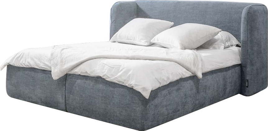 Světle šedá čalouněná dvoulůžková postel s úložným prostorem s roštem 180x200 cm Louise – Bobochic Paris Bobochic Paris