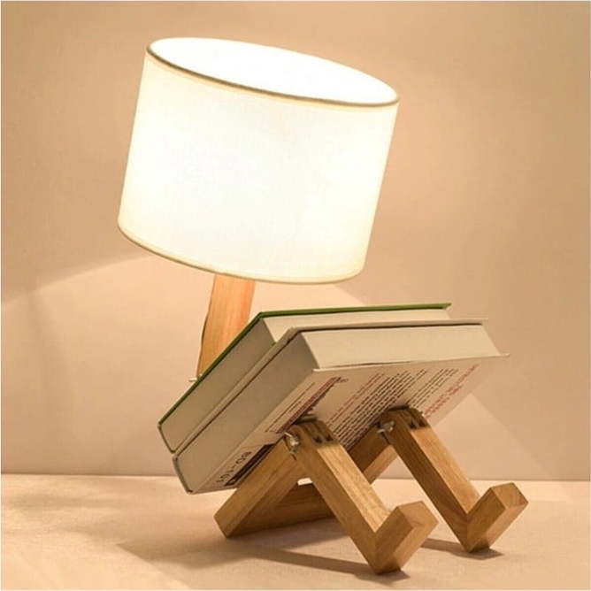 Krémová stolní lampa z masivního dřeva (výška 46 cm) WoodenMan – Squid Lighting Squid Lighting