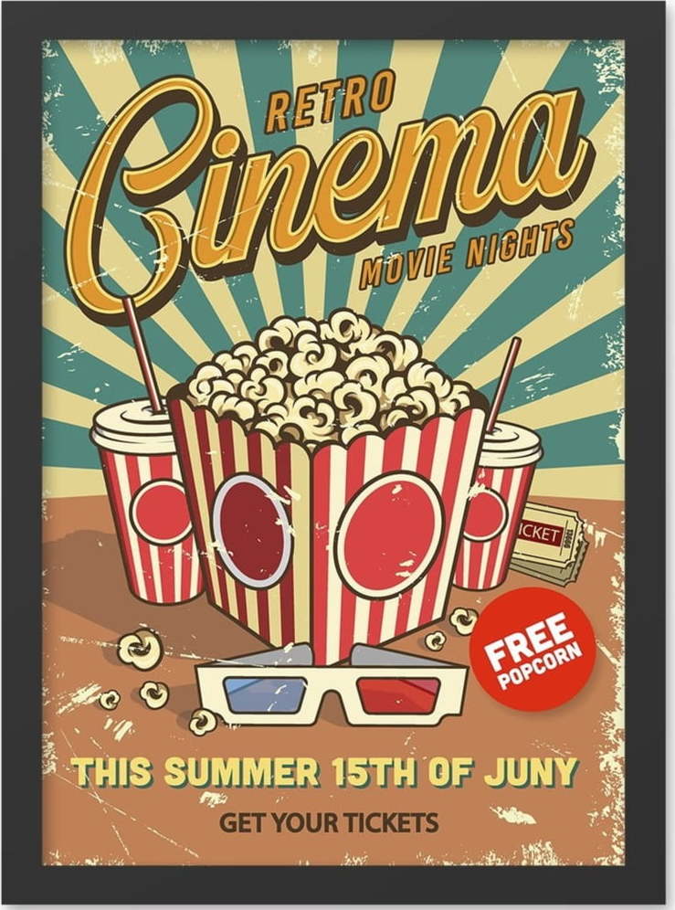 Obraz 40x55 cm Retro Cinema – Wallity Wallity