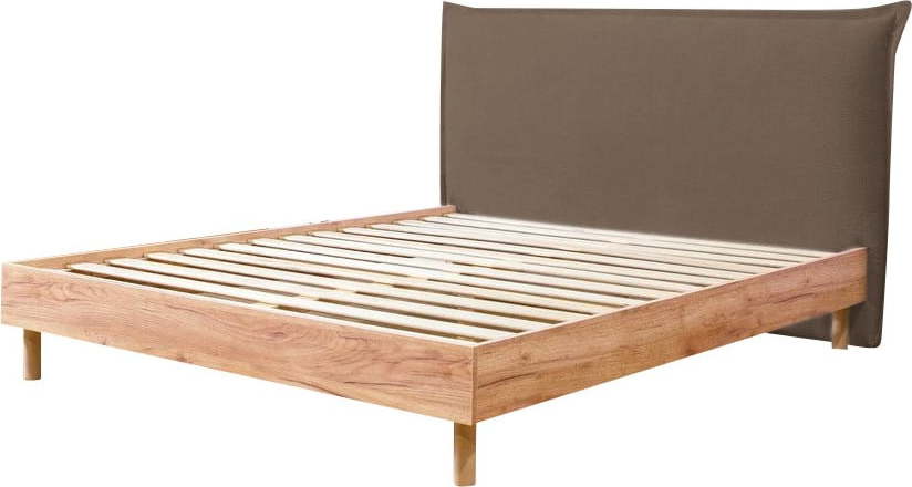 Hnědá/přírodní dvoulůžková postel s roštem 160x200 cm Charlie – Bobochic Paris Bobochic Paris