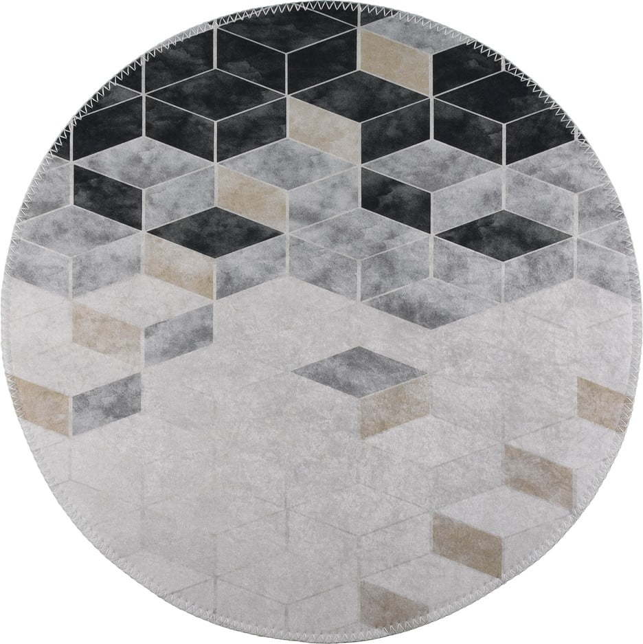 Bílo-šedý pratelný kulatý koberec ø 100 cm – Vitaus Vitaus