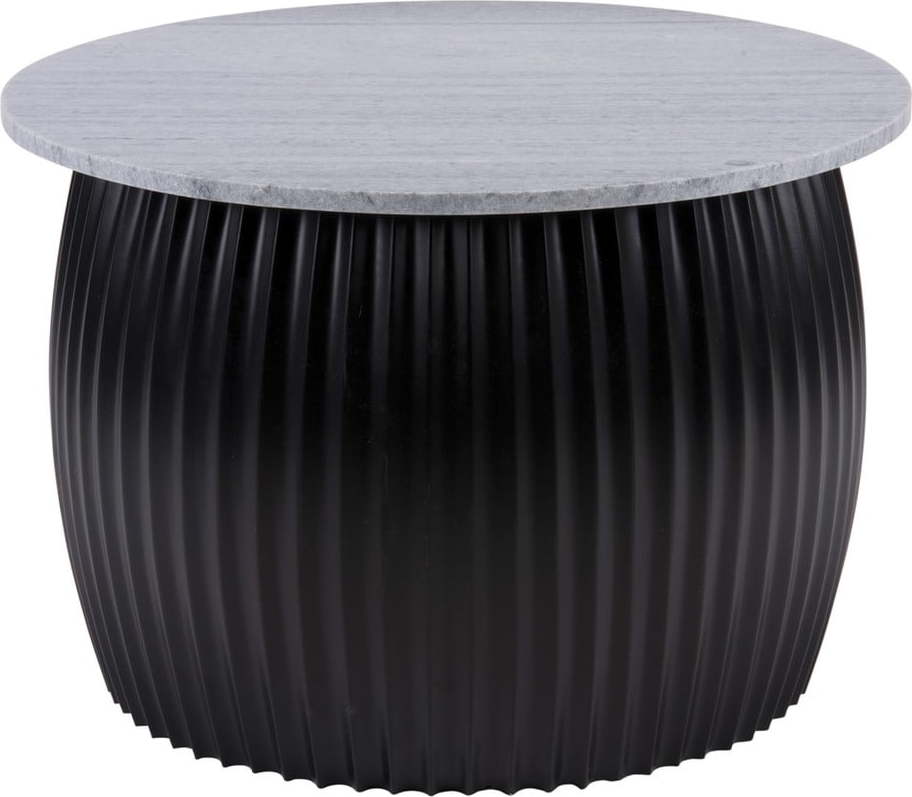Černý kulatý konferenční stolek s deskou v dekoru mramoru ø 52 cm Luscious – Leitmotiv Leitmotiv