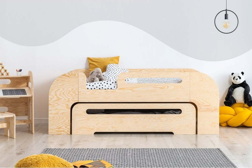 Dětská postel s výsuvným lůžkem v přírodní barvě 70x160 cm AIKO – Adeko Adeko
