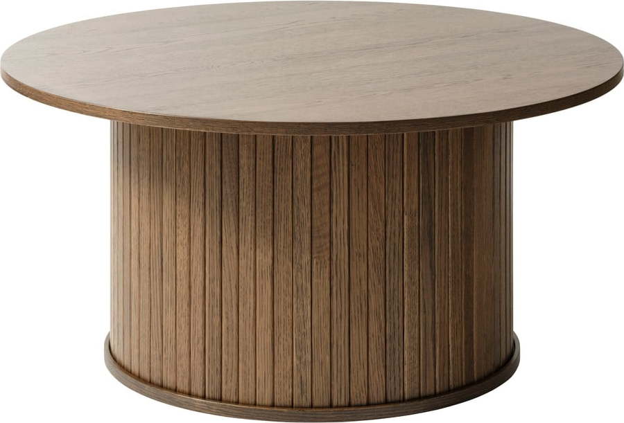 Hnědý kulatý konferenční stolek v dekoru dubu ø 90 cm Nola – Unique Furniture Unique Furniture