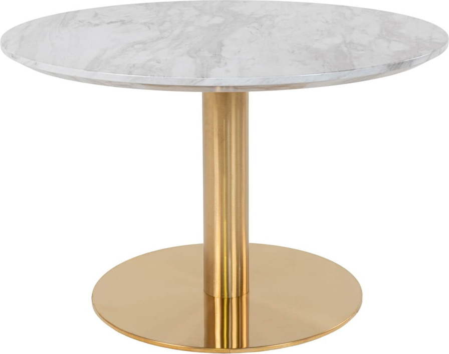 Kulatý konferenční stolek v bílo-zlaté barvě s deskou v dekoru mramoru 70x70 cm Bolzano – House Nordic House Nordic