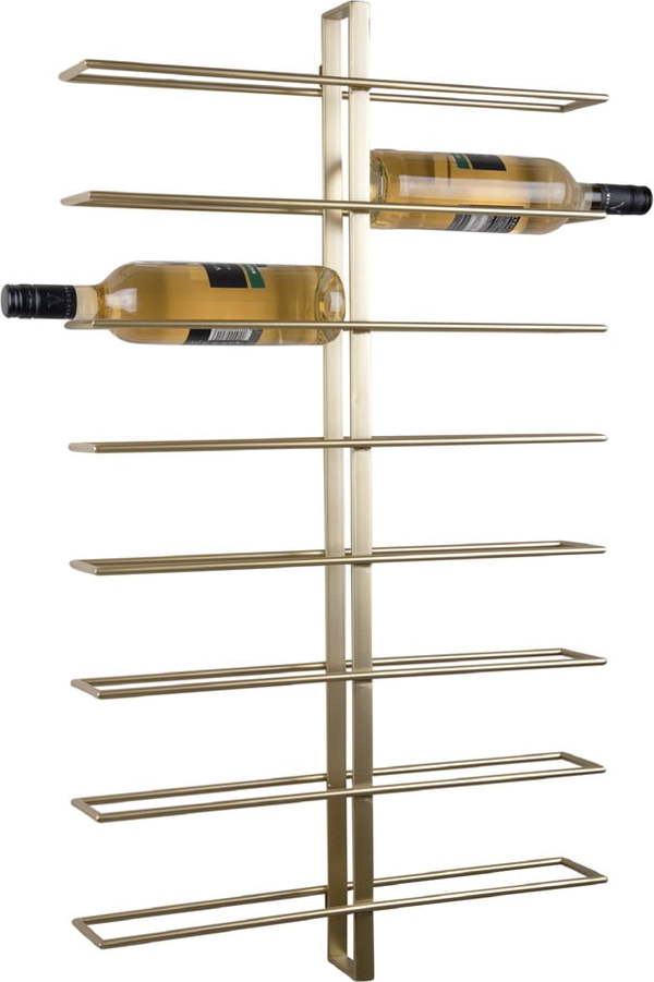 Nástěnný kovový regál na víno ve zlaté barvě počet lahví 16 Dual – PT LIVING PT LIVING