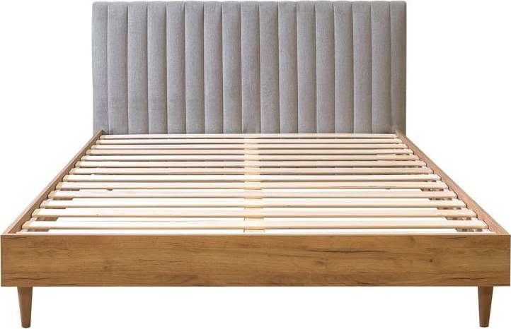 Světle šedá/přírodní dvoulůžková postel s roštem 180x200 cm Oceane – Bobochic Paris Bobochic Paris