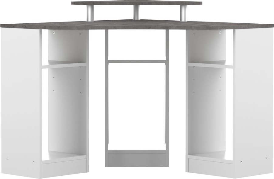 Bílý pracovní stůl s deskou v dekoru betonu 94x94 cm - TemaHome TemaHome