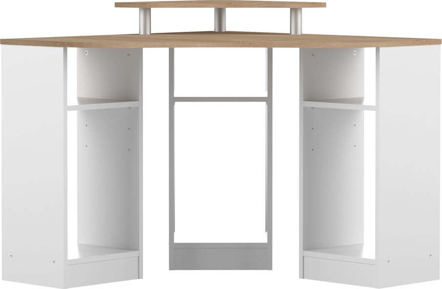 Bílý pracovní stůl s deskou v dekoru dubu 94x94 cm - TemaHome TemaHome