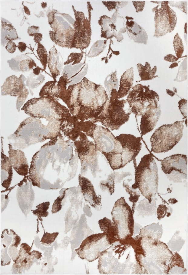 Hnědý koberec 67x120 cm Shine Floral – Hanse Home Hanse Home