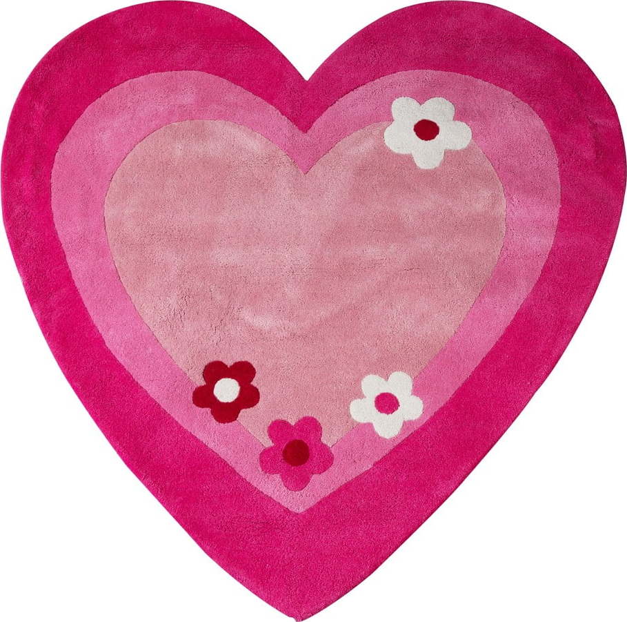 Růžový dětský koberec 100x100 cm Love Heart – Premier Housewares Premier Housewares