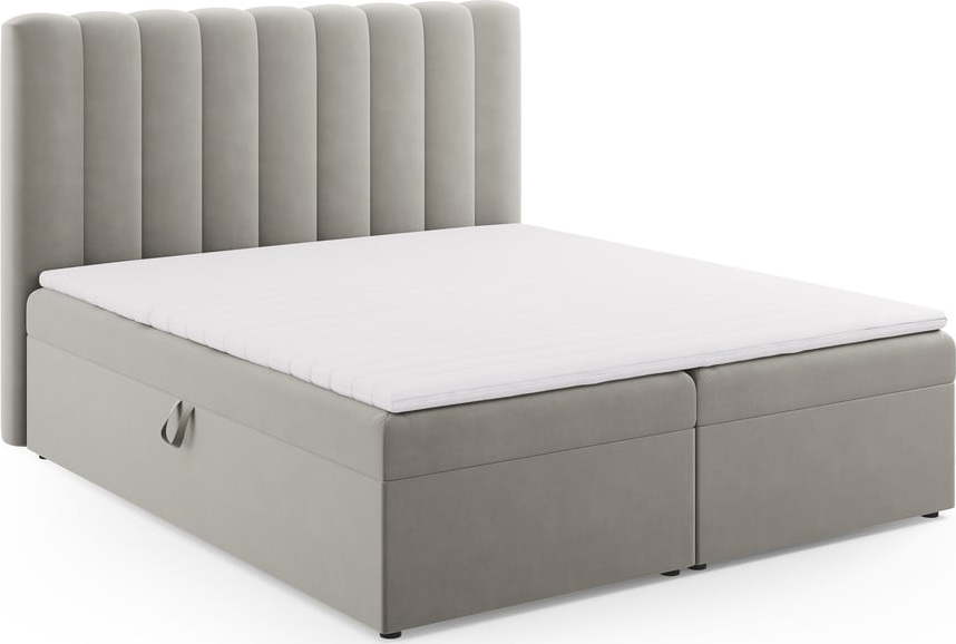 Šedá boxspring postel s úložným prostorem 180x200 cm Gina – Milo Casa Milo Casa