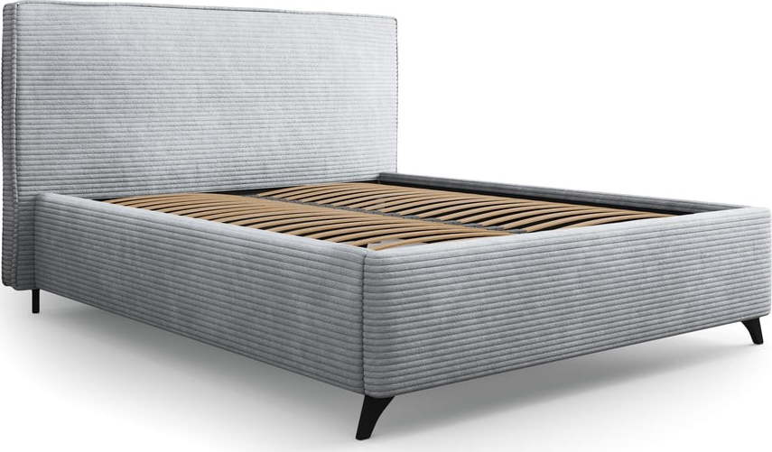 Šedá čalouněná dvoulůžková postel s úložným prostorem a roštem 180x200 cm Malou – Milo Casa Milo Casa