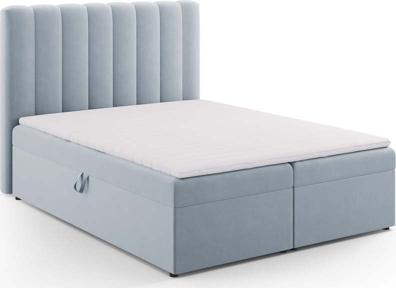 Světle modrá boxspring postel s úložným prostorem 160x200 cm Gina – Milo Casa Milo Casa